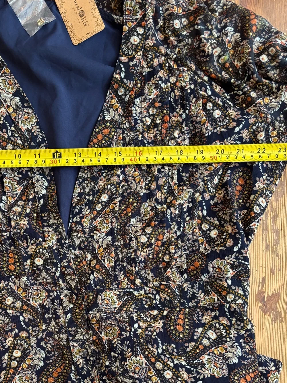 NATURAL LIFE Navy Paisley Tie-Waist Maxi Dress. Large. NWT. - Picture 10 of 10
